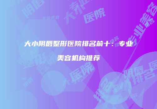 大小阴唇整形医院排名前十：专业美容机构推荐