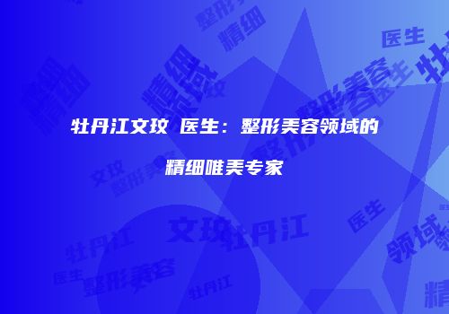 牡丹江文玟喆医生:整形美容领域的精细唯美专家