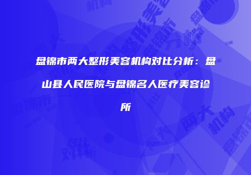 盘锦市两大整形美容机构对比分析:盘山县人民医院与盘锦名人医疗美容诊所