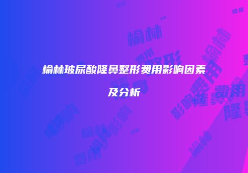榆林玻尿酸隆鼻整形费用影响因素及分析